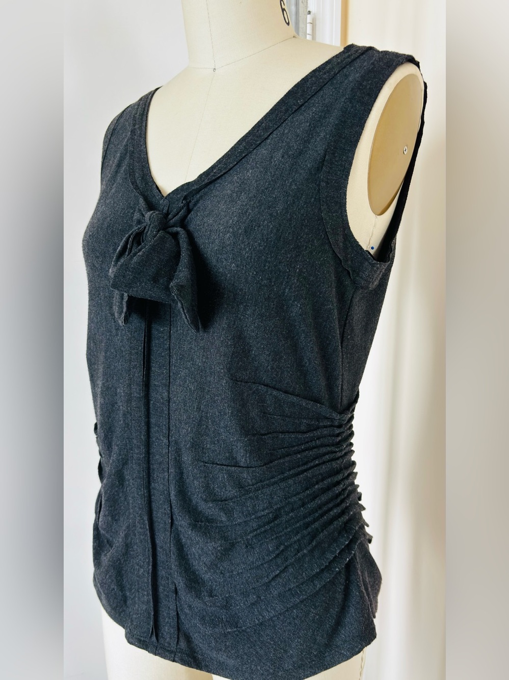 Etcetera Charcoal Tie-Front Sleeveless Tank
